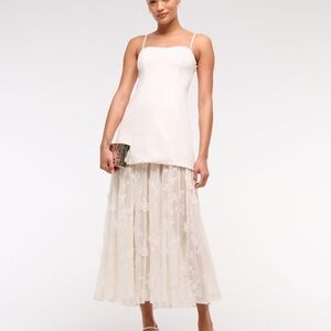 Abercrombie & Fitch Cream Maxi Dress with Floral Lace